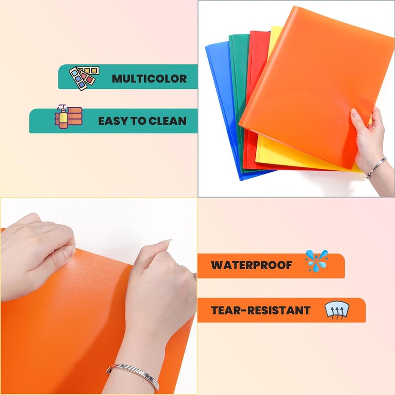 Gnl Plastic Folders with Pockets and Prong, Pack of 5, Colored Heavy Duty 2 Pocket File Folders Letter Size, Folders with Prongs for School, Home, and Office - Image 4